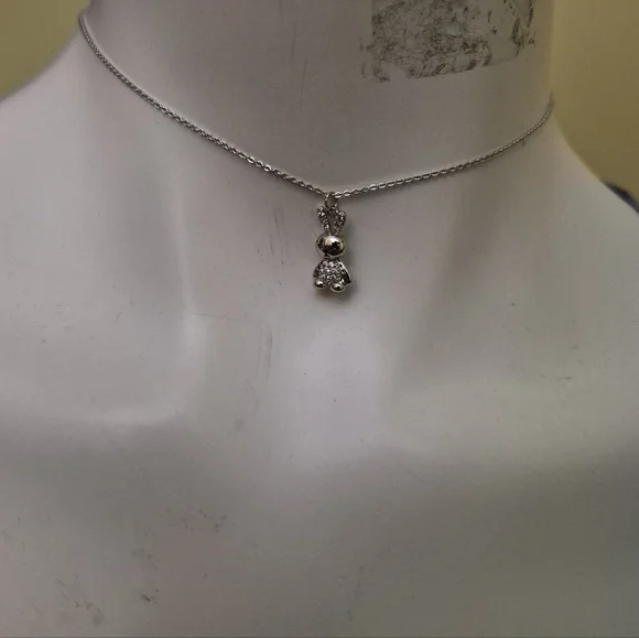 Fifth Avenue Collection Silver Tone Rhinestone Baby Bunny Necklace - Picture 3 of 7